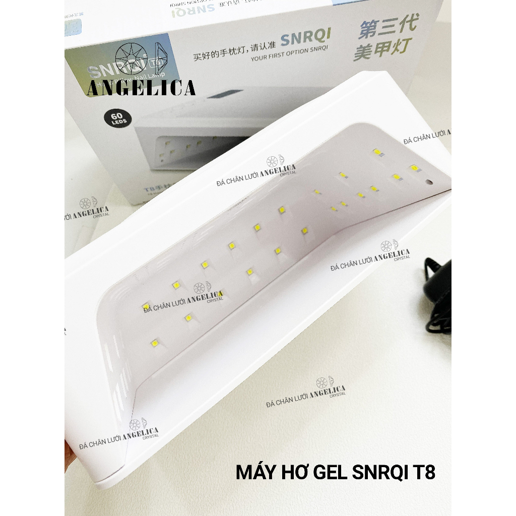 Máy hơ gel SNRQI T8 và T9 chính hãng LED/UV máy hơ móng làm nail khoang rộng, có đệm kê tay ANGELICA 72W 60 bóng