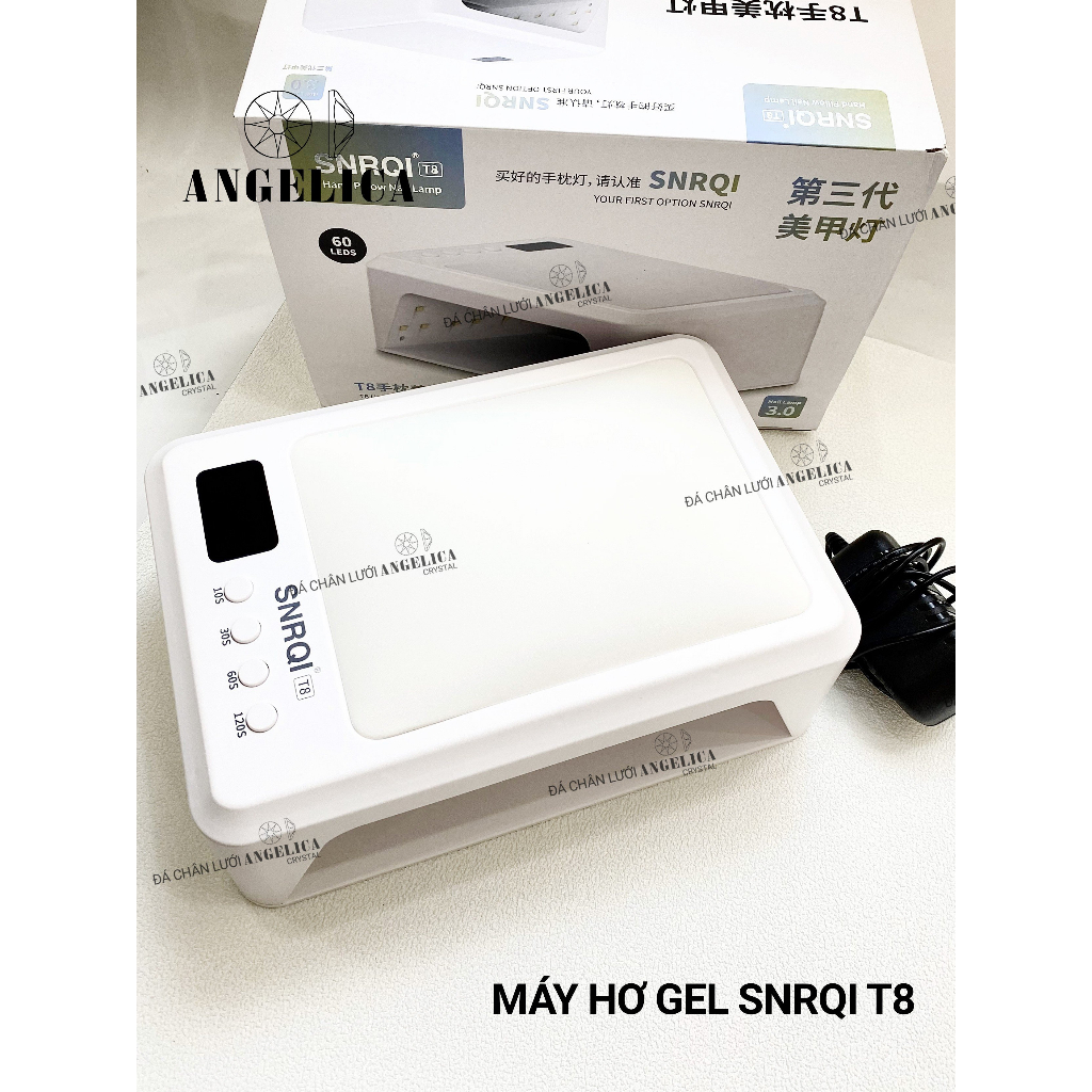 Máy hơ gel SNRQI T8 và T9 chính hãng LED/UV máy hơ móng làm nail khoang rộng, có đệm kê tay ANGELICA 72W 60 bóng
