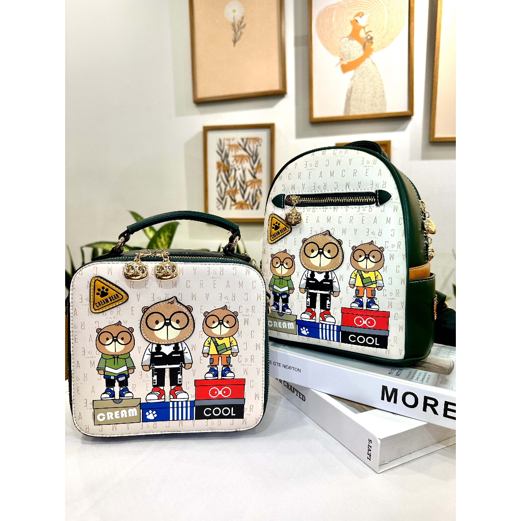 Balo Thời Trang Nữ Sammao & Cream Bear Chất Liệu Cao Cấp Phù Hợp Đi Học Đi Chơi C1220-2
