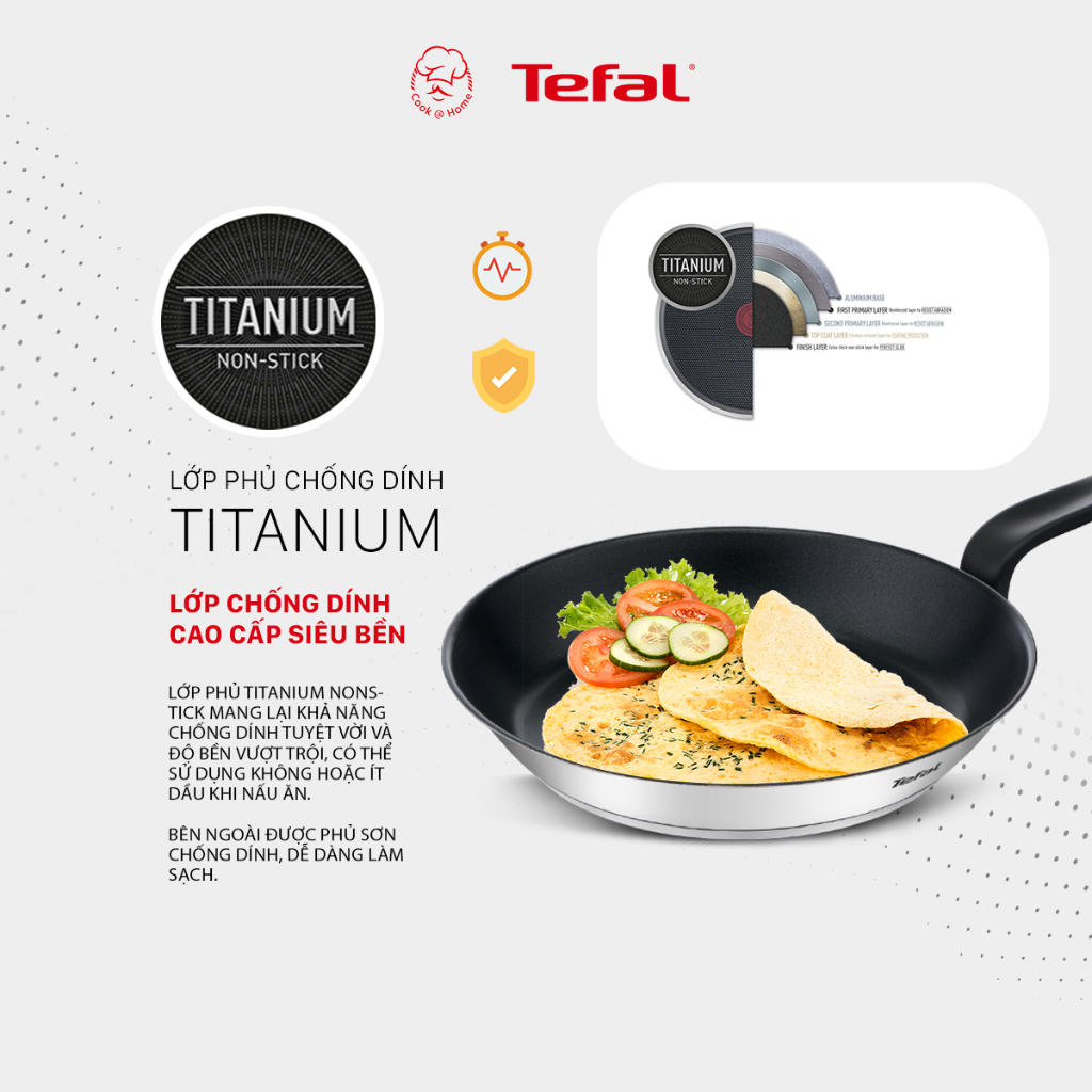 Chảo chống dính inox Tefal Primary kích thước 24cm dùng cho bếp từ - Bảo hành 2 năm