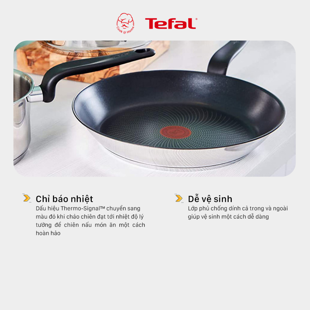 Chảo chống dính inox Tefal Primary kích thước 24cm dùng cho bếp từ - Bảo hành 2 năm