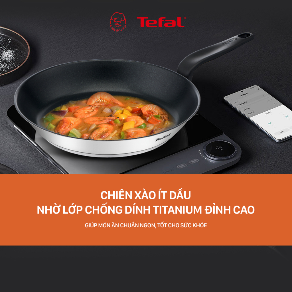 Chảo chống dính inox Tefal Primary kích thước 24cm dùng cho bếp từ - Bảo hành 2 năm