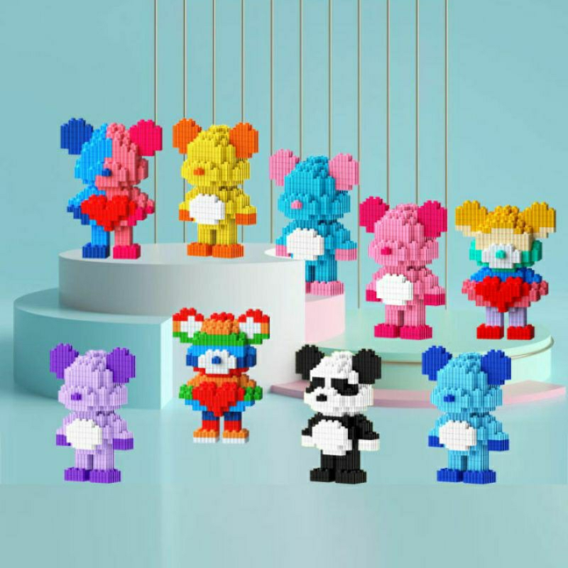 Mô hình đồ chơi lắp ráp gấu Duz lego mini bearbrick magic blocks nhiều màu