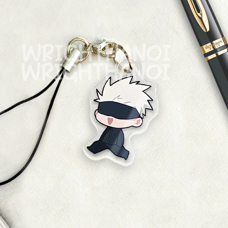 Móc treo điện thoại, dây đeo điện thoại, móc khóa acrylic Jujutsu Kaisen Gojo Satoru anime chibi cute trang trí ba lô