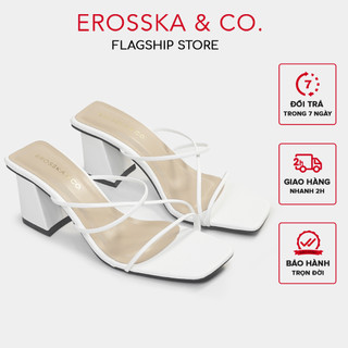 Sandal Quai Mảnh Erosska mũi vuông cao 7cm màu trắng ver 3 _ EM074