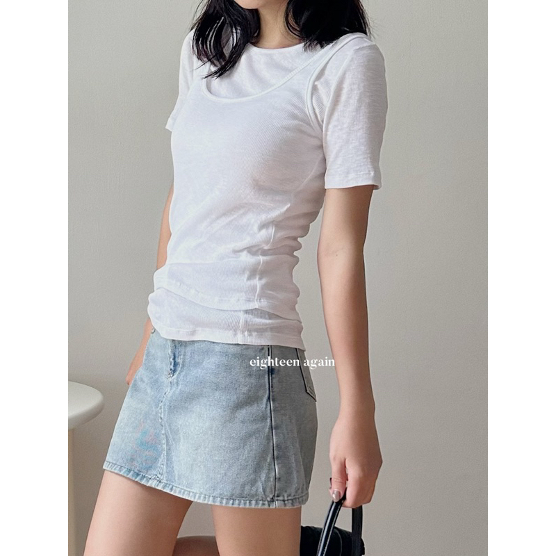 Váy quần chất jeans basic - Hàng sẵn/ảnh thật/18again