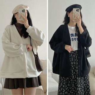  Áo khoác Cadigan nỉ tăm cổ V phong cách trẻ trung Áo khoác Cadigan trơn chất nỉ cài cúc 
