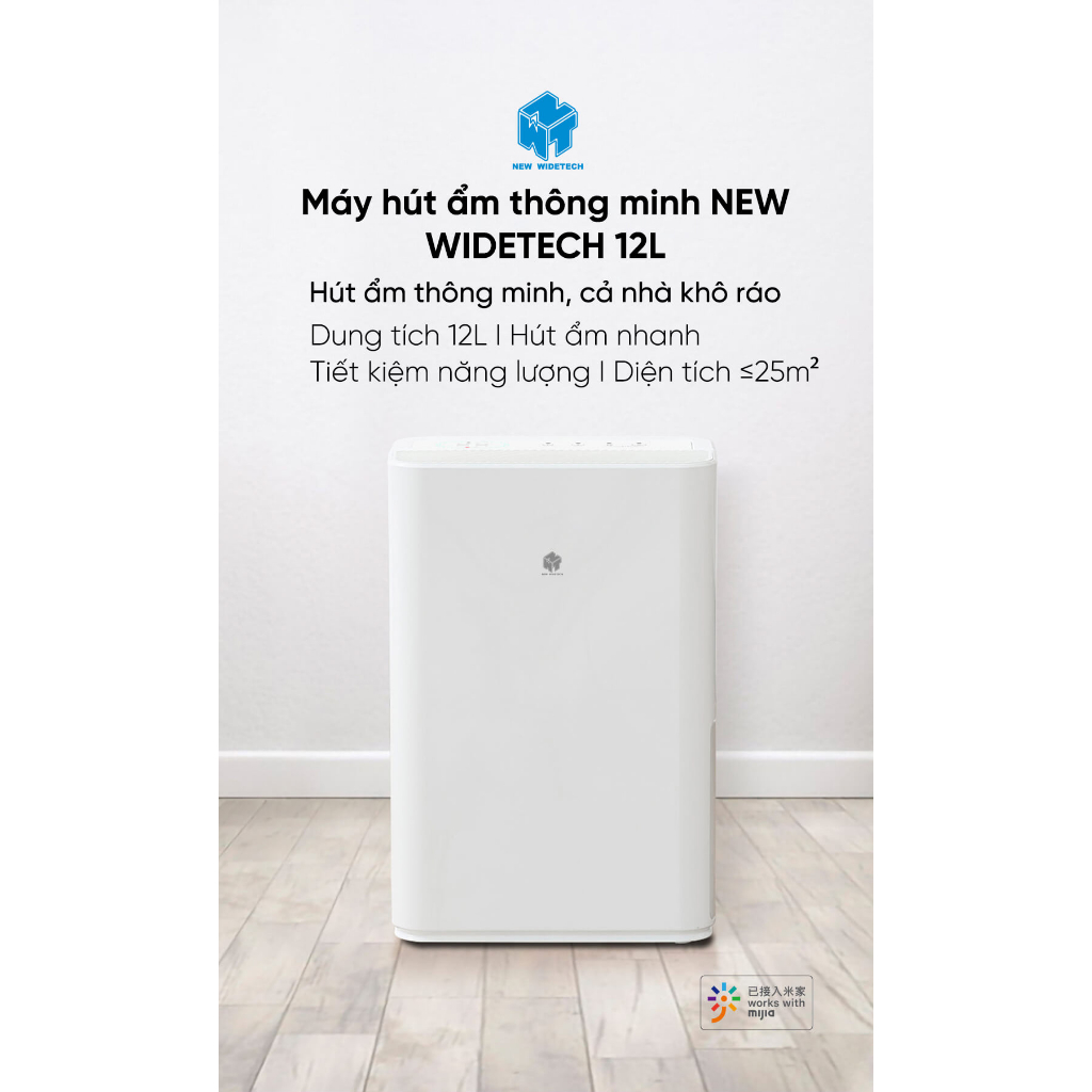 Máy Hút Ẩm Không Khí Trong Nhà Xiaomi DT16C/Máy hút ẩm Akono tạo ion âm 12L kết nối qua App/Haier 12L/Widetech 12L