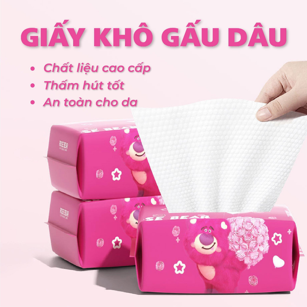 Giấy ăn rút gấu trúc SKG cao cấp giấy khô gấu dâu