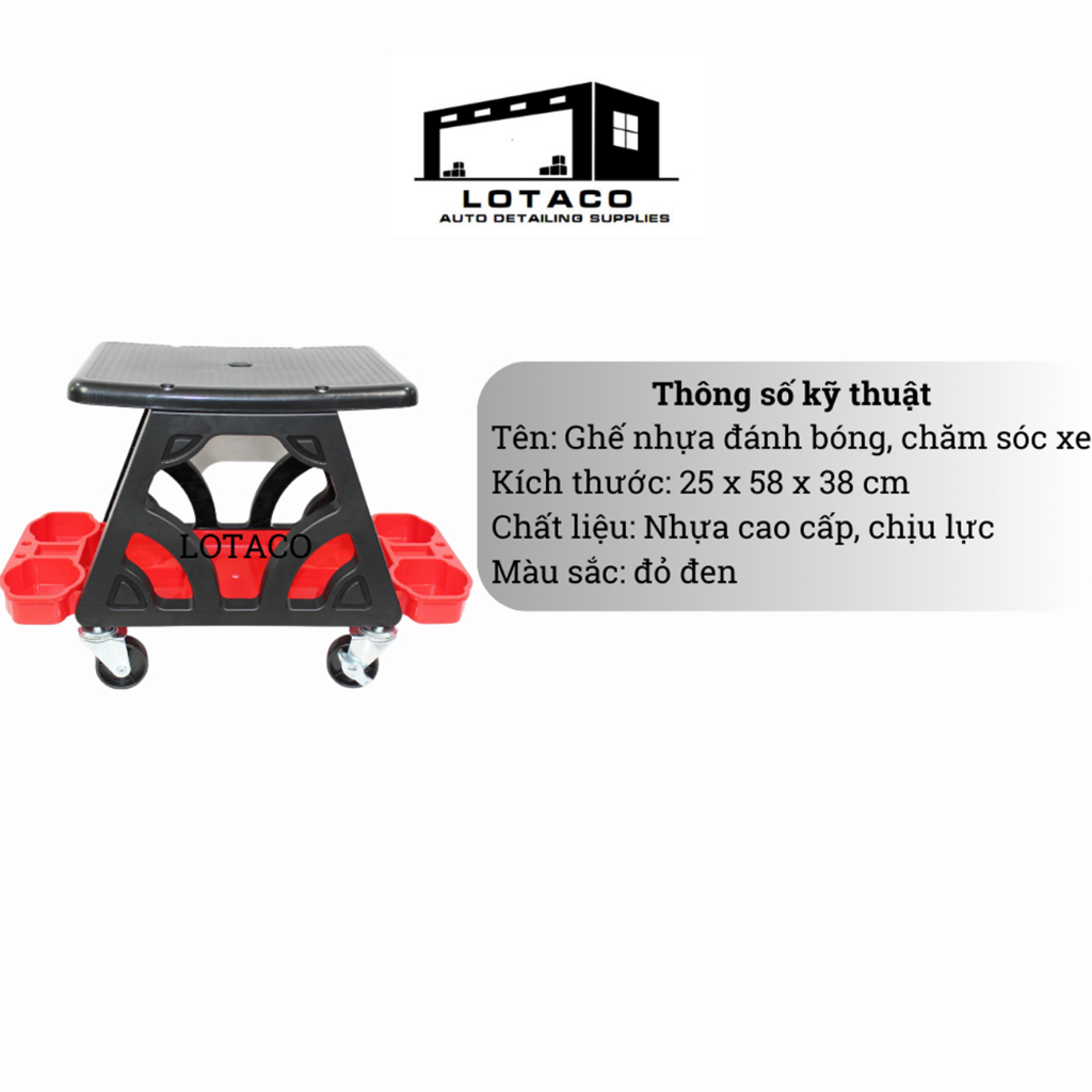 Ghế đánh bóng xe, ghế chăm sóc xe nhựa ABS chuyên dùng detailing Lotaco