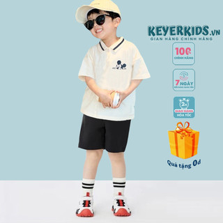 SET Quần Áo Bé Trai, Đồ Bộ Áo Thun Cotton Cổ Trụ Cộc Tay Hình Mickey Đáng Yêu - KEYER KIDS SZ96