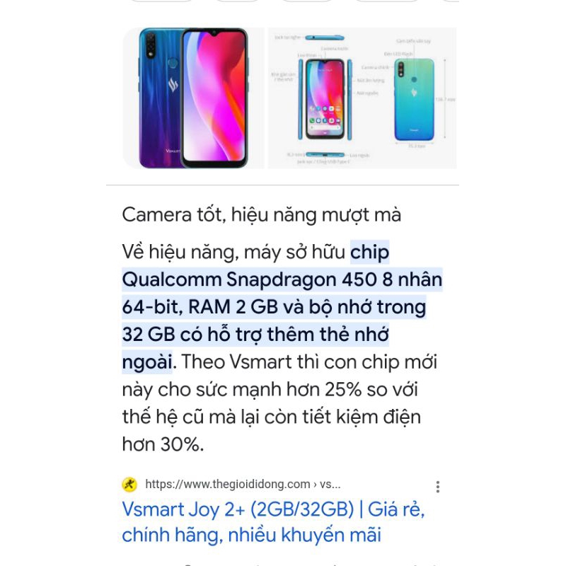 Cụm Vsmart Joy 2 plus màn giọt nước sống zin hư màn hình