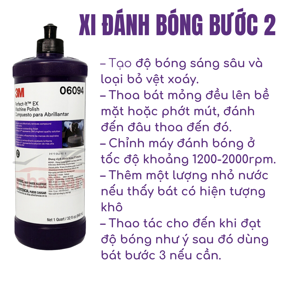 Bộ xi đánh bóng 3M dung tích 946ml bước 1,2,3  giúp đánh phá xước nhanh  tạo độ bóng cho bề mặt sơn