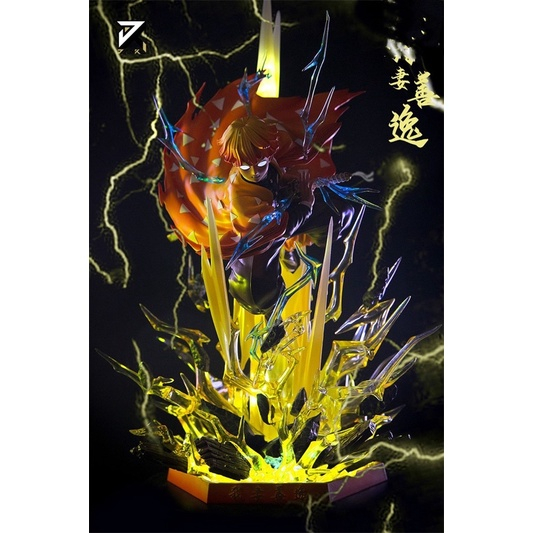 Mô hình kimetsu no yaiba Zenitsu nhất thức có led tuyệt đẹp cao 35cm | Figure anime thanh gươm diệt quỷ decor