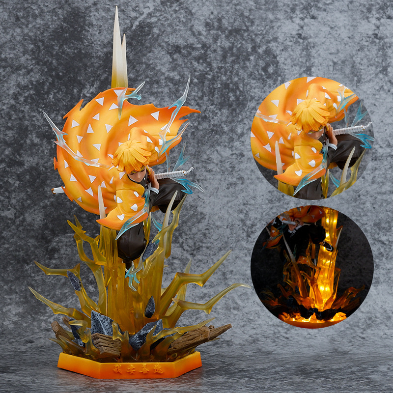 Mô hình kimetsu no yaiba Zenitsu nhất thức có led tuyệt đẹp cao 35cm | Figure anime thanh gươm diệt quỷ decor