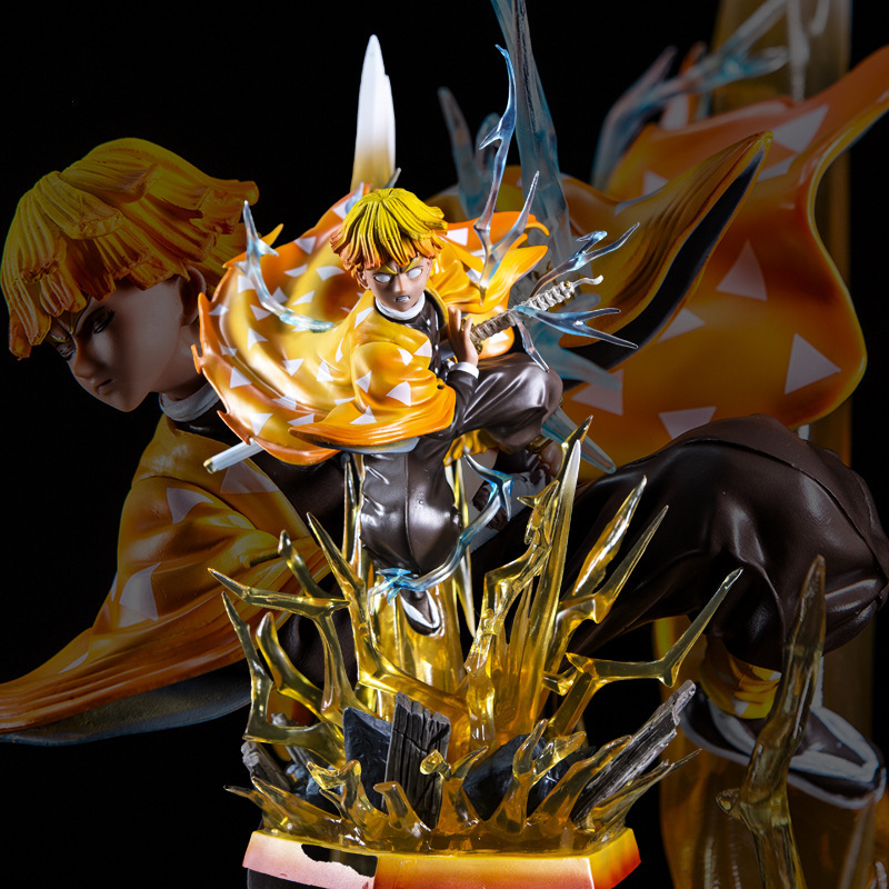 Mô hình kimetsu no yaiba Zenitsu nhất thức có led tuyệt đẹp cao 35cm | Figure anime thanh gươm diệt quỷ decor