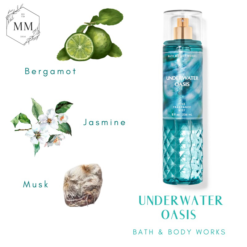 Underwater Oasis - xịt thơm toàn thân Bath & body work fullsize 236ml chiết 30ml