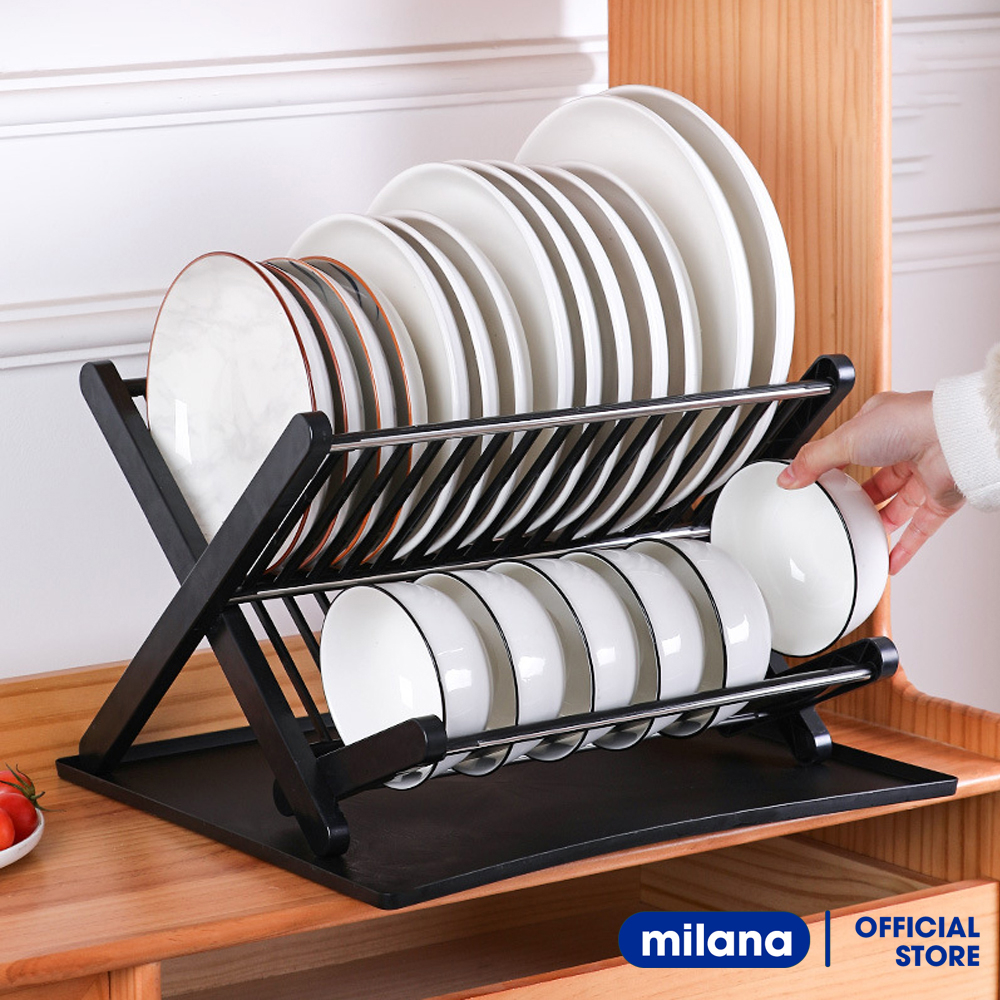 Kệ để bát chén đa năng,kệ đựng bát chén thông minh, Giá úp chén đĩa ráo nước có khay kèm theo