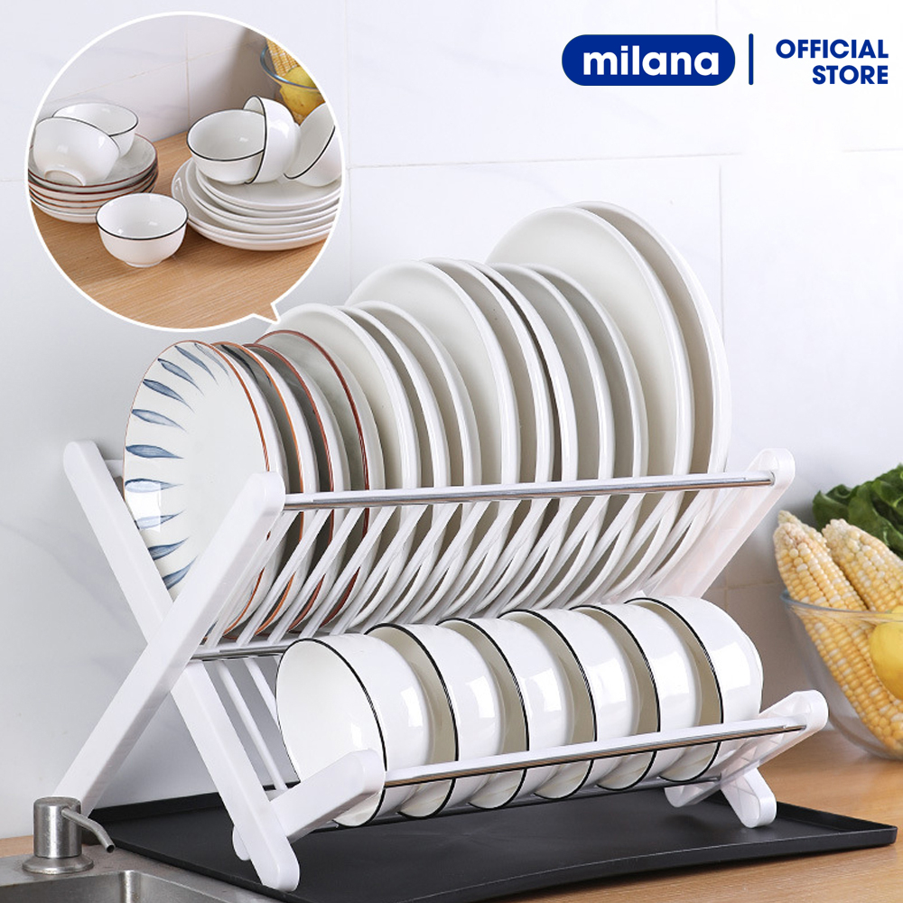 Kệ để bát chén đa năng,kệ đựng bát chén thông minh, Giá úp chén đĩa ráo nước có khay kèm theo