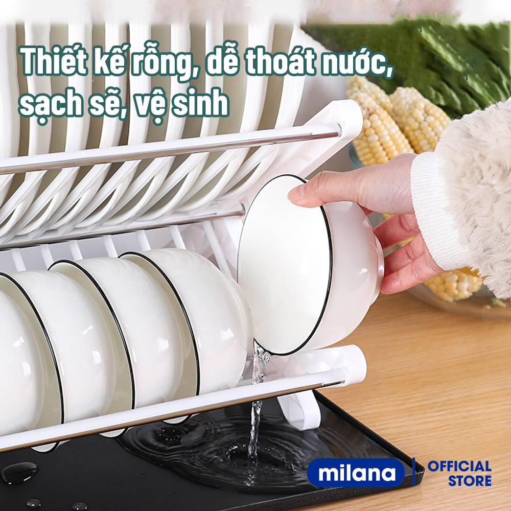 Kệ để bát chén đa năng,kệ đựng bát chén thông minh, Giá úp chén đĩa ráo nước có khay kèm theo