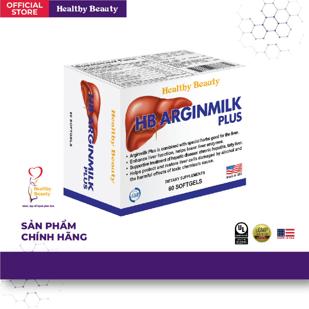 HB Arginmilk Plus - Viên Uống Hạ Men Gan Và Tăng Cường Chức Năng Gan.