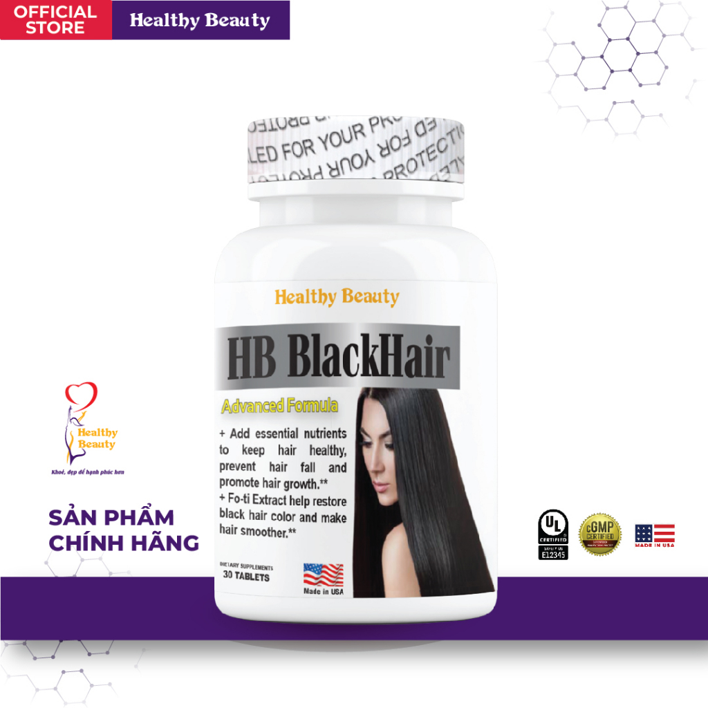 Viên Uống Giảm Gãy Rụng và Đen Tóc HB Black Hair Healthy Beauty