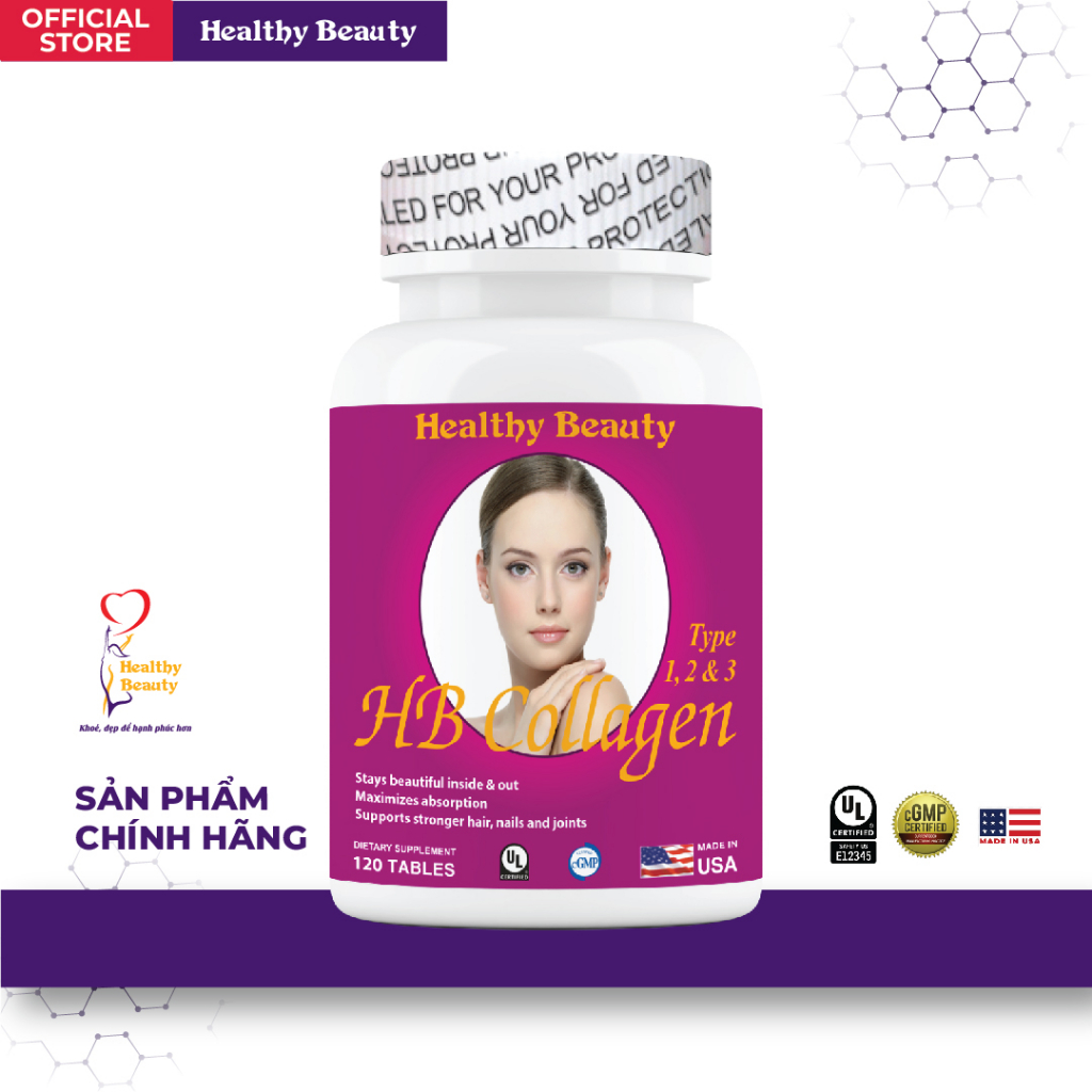 Viên Uống HB Collagen Type 1,2&3 Healthy Beauty 120 Viên