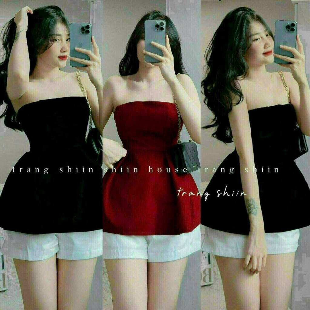 Set nhung cup ngực dáng xòe mix quần short đùi trắng, set bộ đùi đi chơi siêu hot 2 màu đen đỏ mtb
