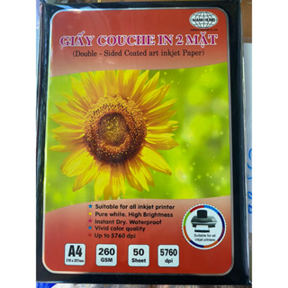 50 tờ giấy in ảnh couche bóng 2 mặt khổ A3 cho máy in phun định lượng 160gsm/200gsm/260gsm/300gsm