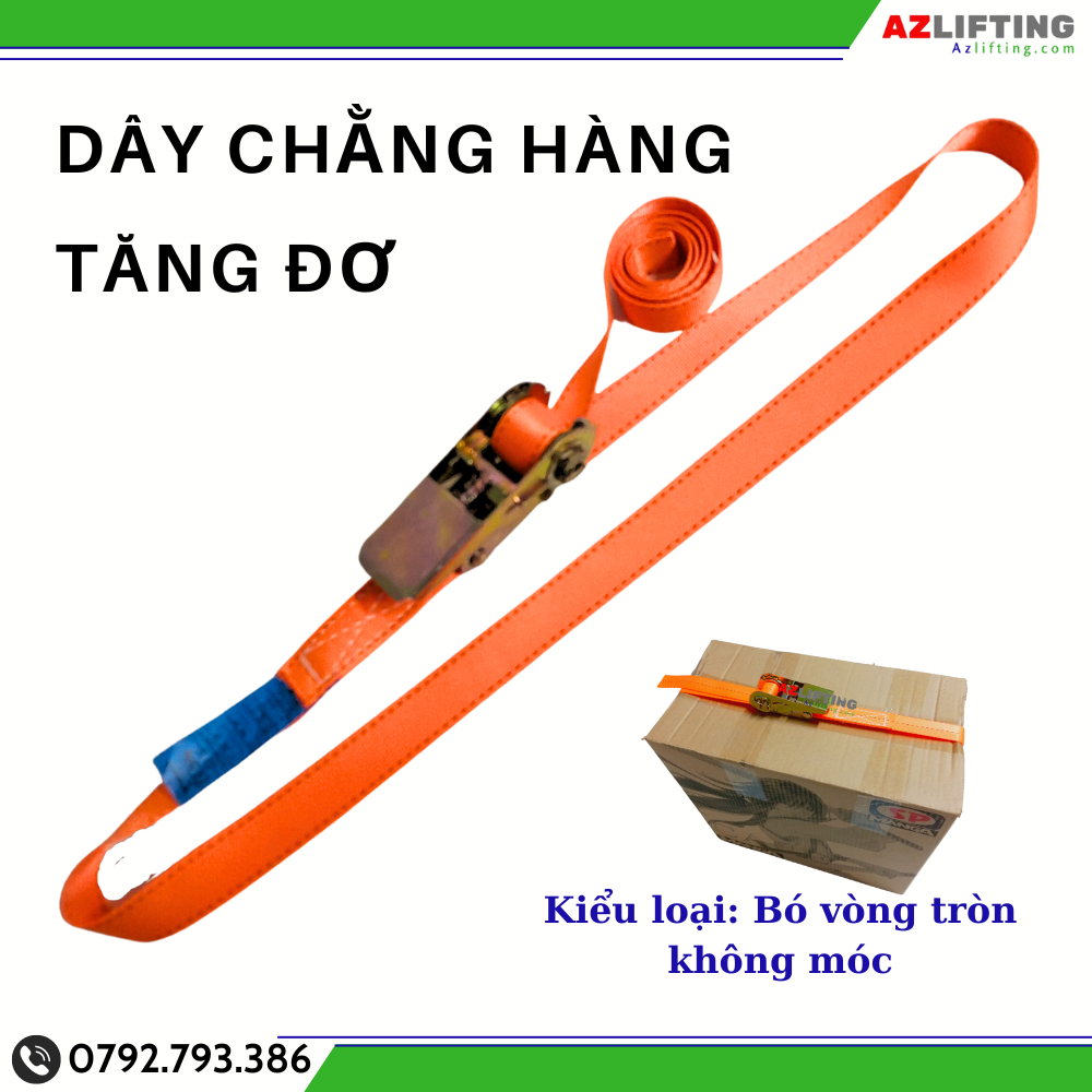 Hàng xuất khẩu - Dây cảo chằng tăng đơ 25mm 1.7m, 2m bó tròn không móc chằng hàng xe máy, pallet, hàng như ảnh