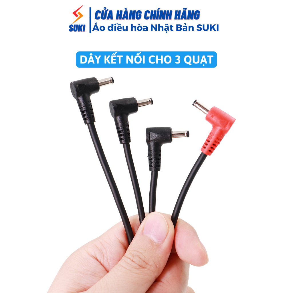 (Chính Hãng) Dây cáp DC kết nối 3 Quạt vào Pin Áo Điều Hòa Cao Cấp, Gia cường chống đứt, không lo gián đoạn sử dụng