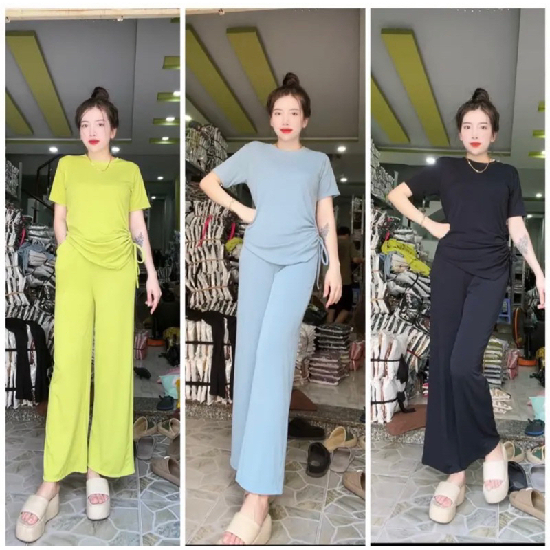 (Có tới bigsize 85kg) Sét bộ SUÔNG gân tăm rút dây 1 bên, Đồ bộ suông mặc nhà