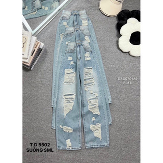 Quần jean lưng cao ống suông rách cá tính VIENS STORE