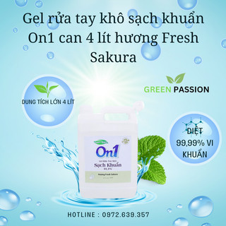 Gel rửa tay khô sạch khuẩn On1 can 4 lít hương Fresh Sakura