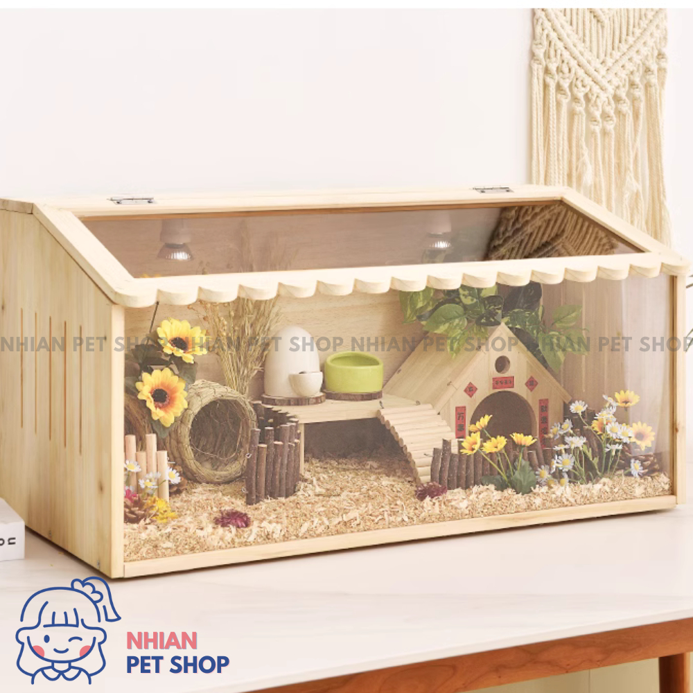 Chuồng Lồng Chuột Hamster Gỗ Mica Hình Ngôi Nhà Lớn Size 80cm 80 cm Cho Hamster Bear