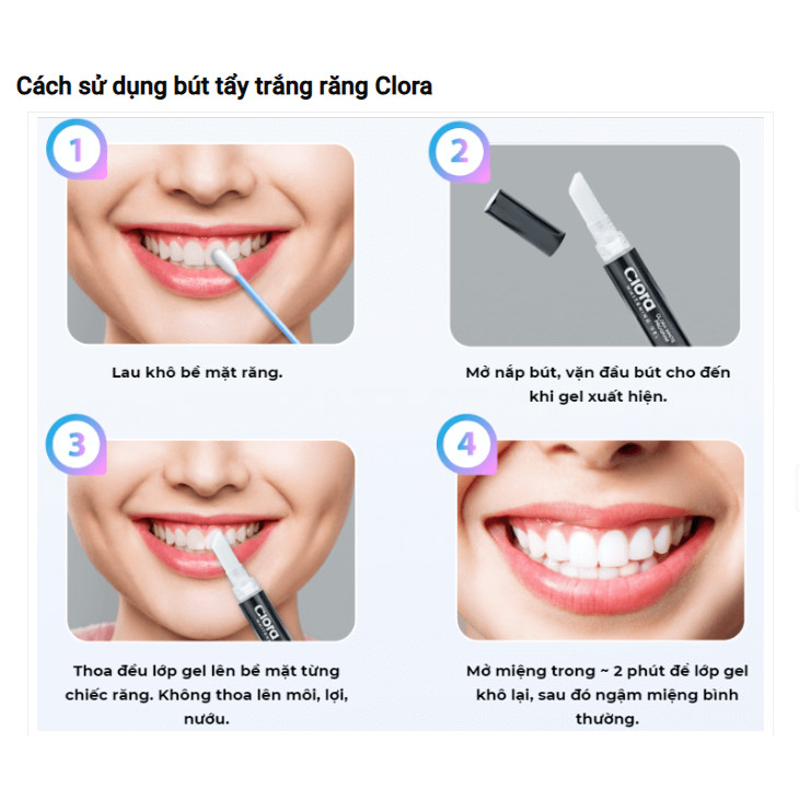 Tẩy trắng răng, Bút tẩy trắng răng không ê buốt CLORA 3.5g