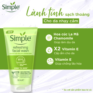 Sữa Rửa Mặt Simple lành tính sạch sâu 150ml
