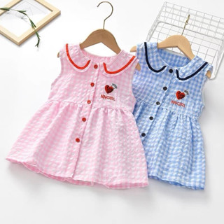 Váy Sát Nách chất kẻ đũi siêu mềm mát cho bé gái 7kg - 25kg