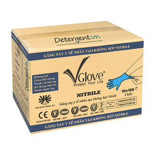 Găng tay nitrile không bột 4.0 - găng tay y tế nitrile vglove không bột màu xanh 4.0 - hàng sẵn-hộp 100 chiếc size m