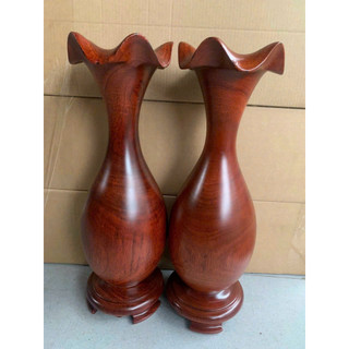 Lục bình tài lộc phong thuỷ - Cặp Lục bình tỳ bà gỗ lim trơn nguyên khối siêu đẹp cao 30cm