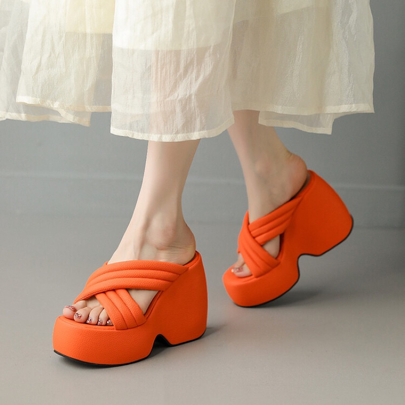 Sandal quai chéo bản to đế đúp 11cm cao cấp