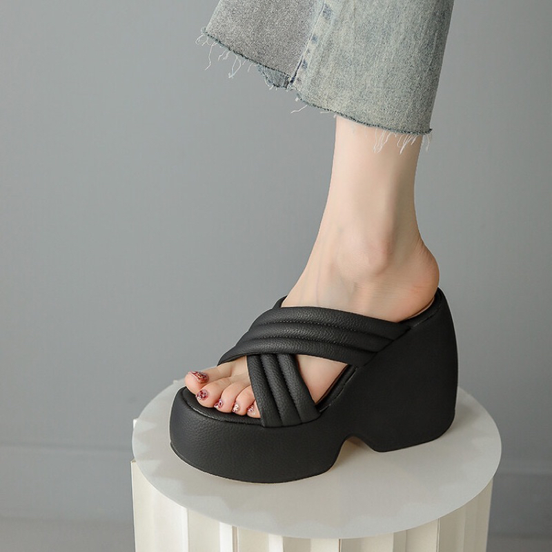 Sandal quai chéo bản to đế đúp 11cm cao cấp