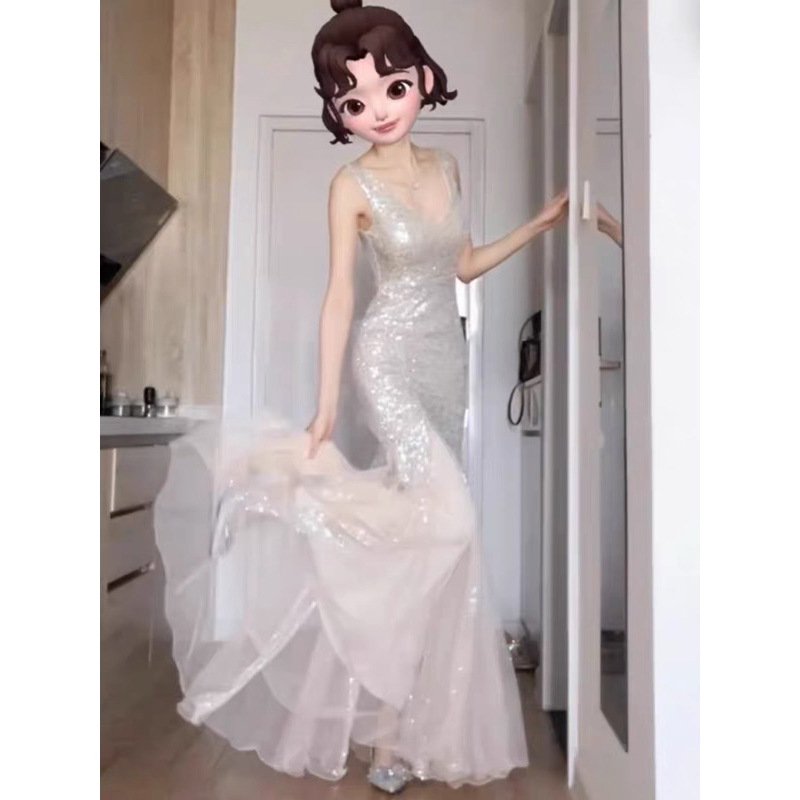 ĐẦM BODY BLING BLING PHỐI VOAN ĐUÔI CÁ TÔN DÁNG