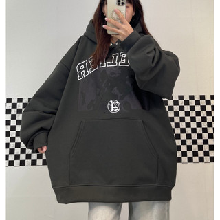 Áo nỉ hoodie xanh rêu đậm dày hình ảo ảnh