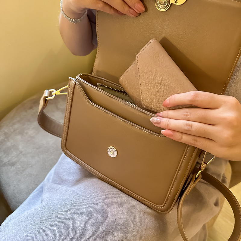 Ví Vuông ND gập 3 da thật kiểu dáng lướt thời gian