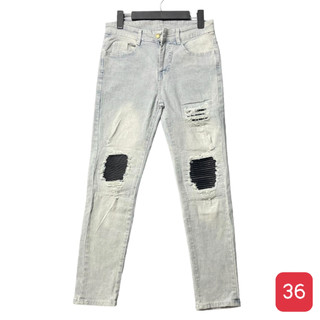 Quần Jean Nam Dài Ống Suông Màu Xám Rách Kiểu, Quần Bò Nam Kiểu Rách Cao Cấp Chất Jeans MuradFashion MS7834