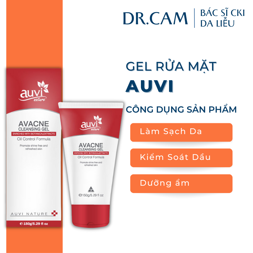 Sữa/Gel rửa mặt Avacne Cleansing Gel Auvi Nature làm sạch,giảm nhờn,dưỡng ẩm 150g - Dr.cam