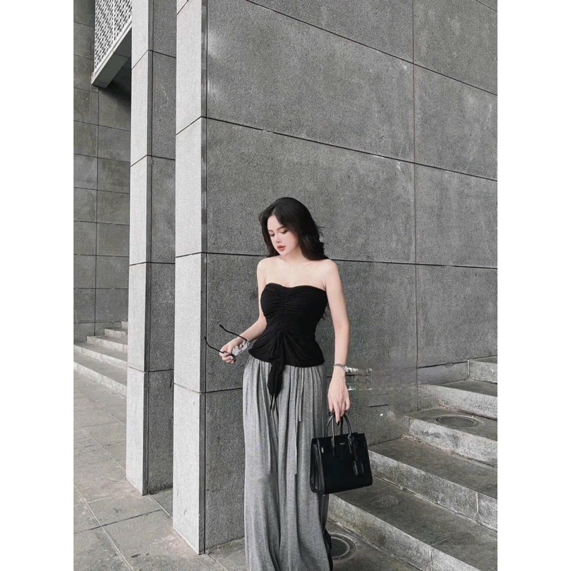 Sét áo ống cúp ngực có mút dây rút kèm váy dài rộng mặc được 2 kiểu