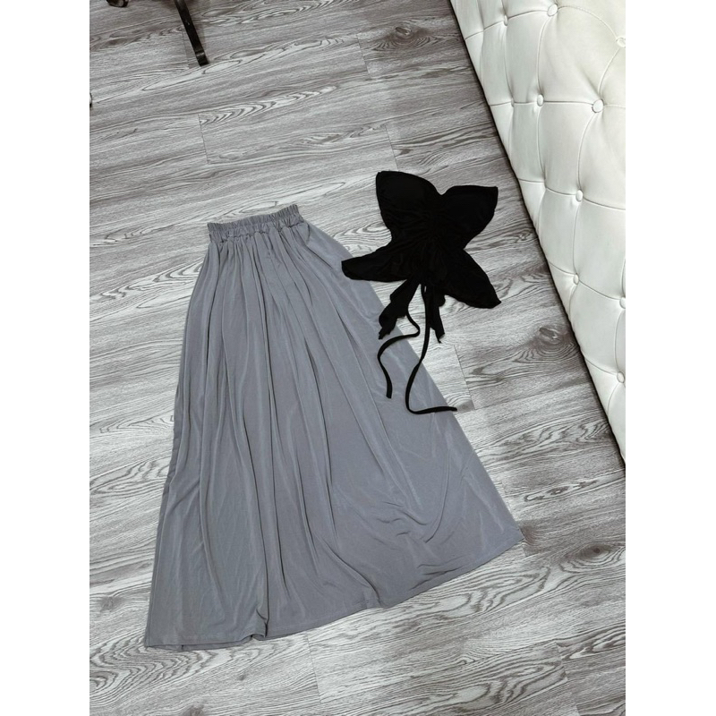 Sét áo ống cúp ngực có mút dây rút kèm váy dài rộng mặc được 2 kiểu