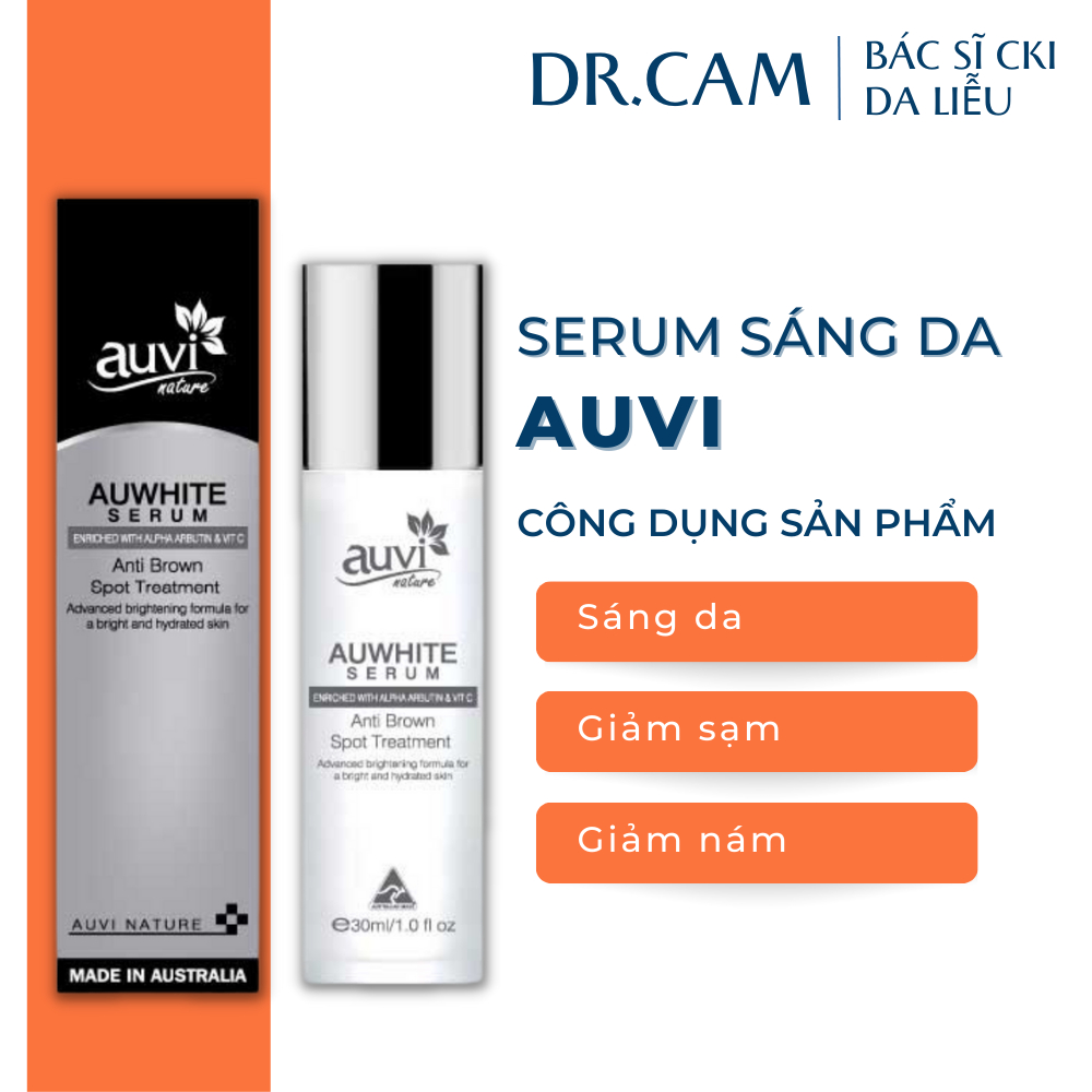 Serum dưỡng trắng da, giảm sắc tố, giảm sạm da Auwhite anti brown AUVI NATURE 30ML - Dr.cam